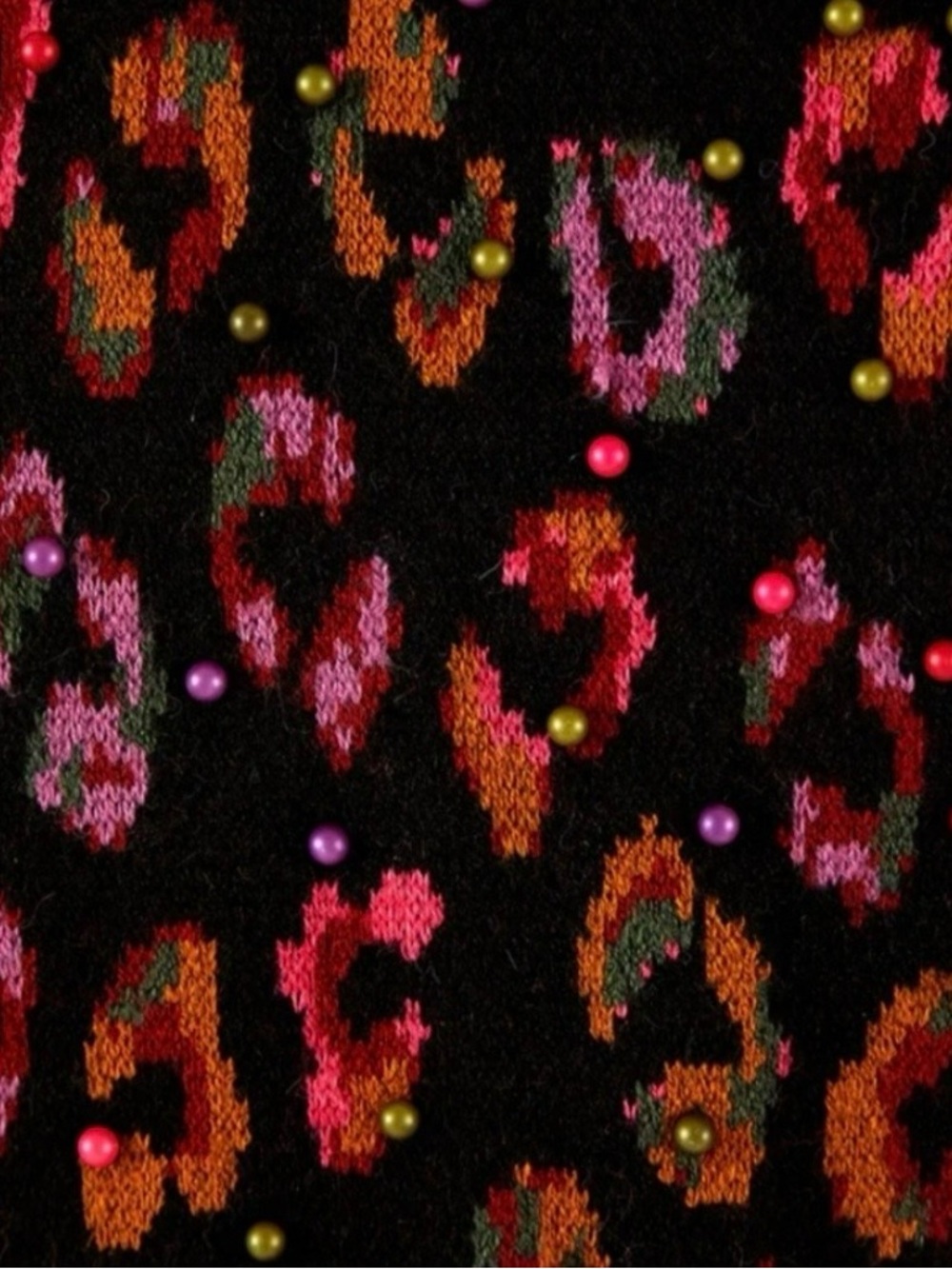 FARM Rio Black Ikat Dyed Leopard Ball Sweater size L - Picture 5 of 11